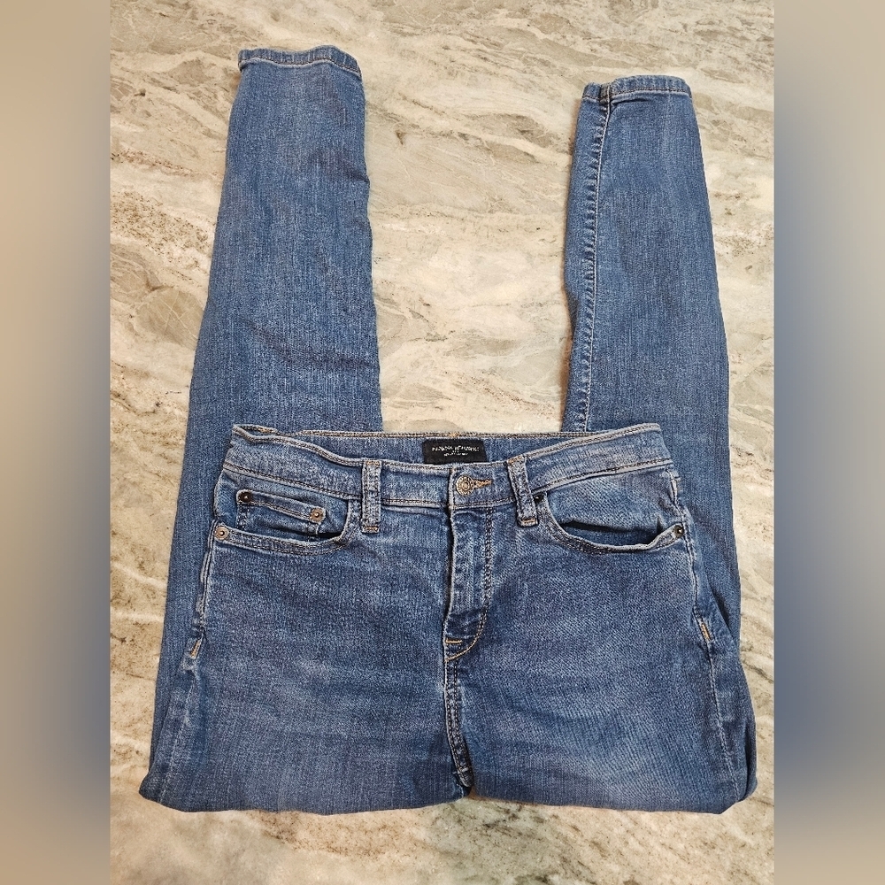 "Banana Republic Sculpt Skinny Jeans Women’s 27/4 Medium Wash Ankle Zip Stretch"